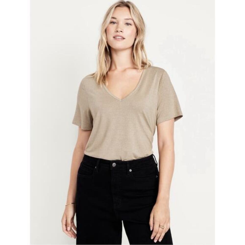 Old Navy New Luxe V Neck Shine TShirt Gold XL